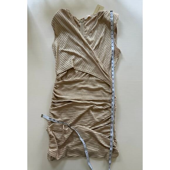 Ramy Brook NWT Alma Gold Metallic Ruched Bodycon Mini Dress Sleeveless sz L/XS - Picture 11 of 16